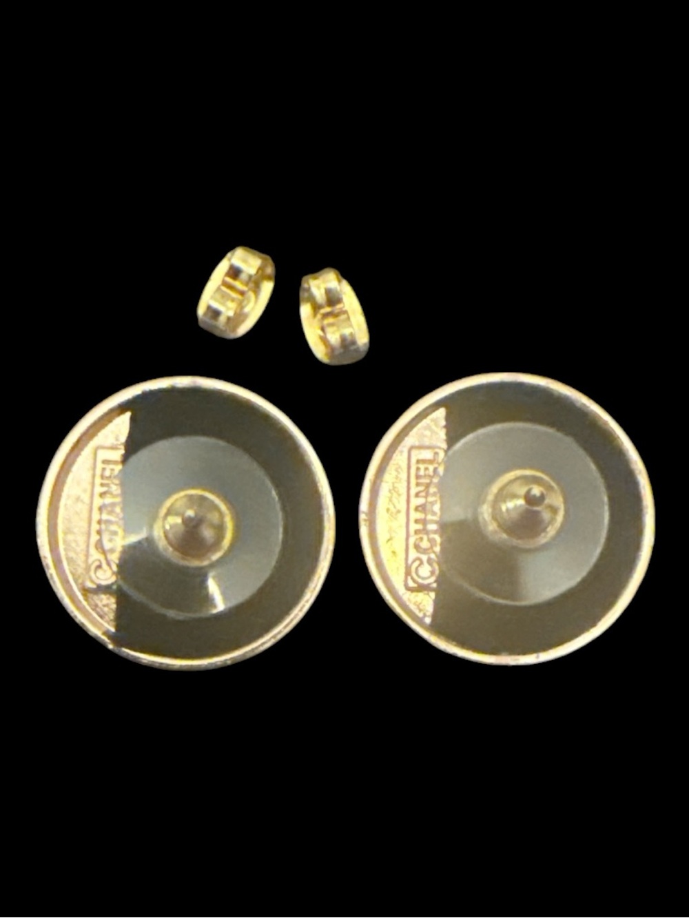 Gold & Cream up cycled Button Earring studs - Picture 3 of 4